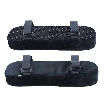 Healifty Armlehnenschoner für Büro- und Gamingstuhl, 2 Stück, Memory-Schaum, Armlehnenpolster mit Gurt, Schwarz