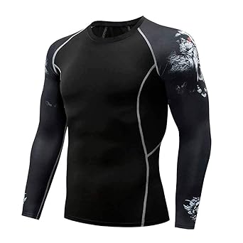 Langarmshirt für Herren,Skxinn Männer Rundkragen Langarm Fitnessshirt Sportshirt Atmungsaktiv Trocknende Laufshirt für Laufen