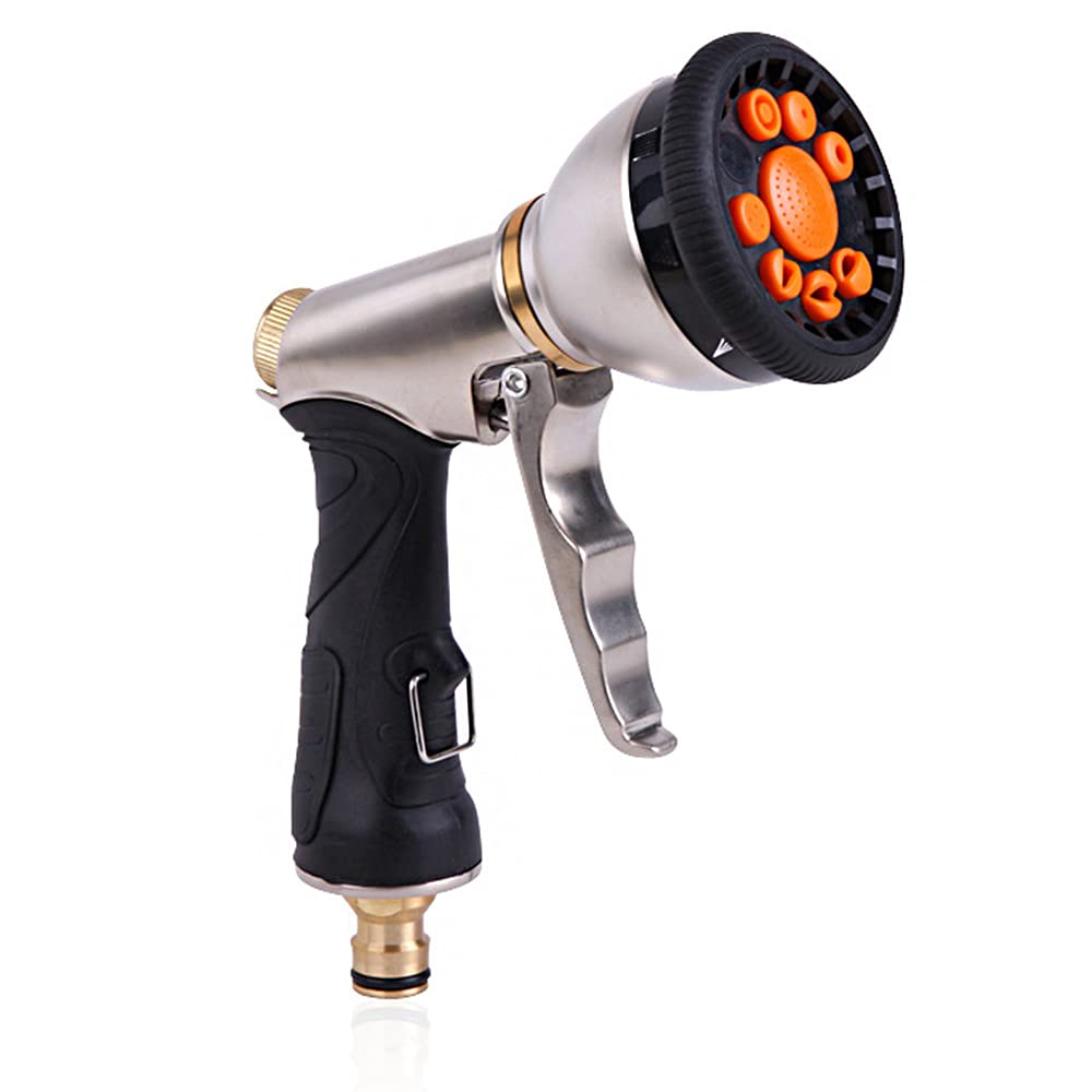 CENPEK Garden Hose Sprayer Heavy Duty Metal Hose Sprayer Nozzle, 9 Multifunctional Adjustable Patterns Hose Nozzle Watering Plants Pet Car Washing Patio