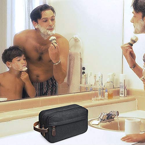 WANDF Toiletry Bag for Men Small Nylon Dopp Kit Lightweight Travel Shaving Bag for Kids and Women (Black) 6 WANDF Toiletry Bag for Men Small Nylon Dopp Kit Lightweight Travel Shaving Bag for Kids and Women (Black)