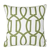 Embroidery Geometric Links Accent Decorative Pillow Cover Sofa Cushion Case, Green White,Two Sides