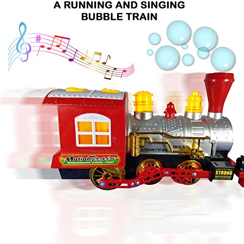 ANJ Kids Toys - Battery Operated Bubble Train Toys - Bump N Go Locomotive Toy Train Blowing Bubbles, Flashing Colorful Lights and Playing Realistic Train Running Sound Effects - Perfect Gift for Kids - Thumbnail 2