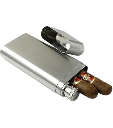 Amazon.com: Stylish Cigar Case Flask Combo: 4 Oz Hip Flask with 6-1/2
