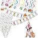 Mewtogo Dog Party Decorations- 16 Pcs Hanging swirls, 10Pcs Dog Paws Print Round Latex Balloons and Dog Happy Birthday Flag for Pet Doggy Puppy Birthday Supplies