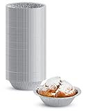 Pack of 100 Disposable Silver Aluminum Mini Tart Pan - FDA Approved - Durable and Moisture Resistant Pie Pin Tray - Full Curl Rim Design - 3" Inch Top circle,
