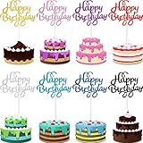 40 Pieces Happy Birthday Cupcake Toppers Birthday Cake Topper Picks for Birthday Party Cake Decoration, 8 Colors