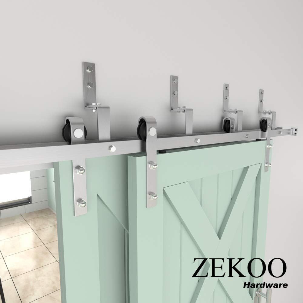 ZEKOO 8 FT Bypass Barn Door Hardward Stainless Steel Very Strong