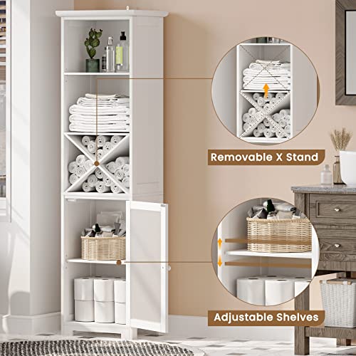 Tiptiper Tall Bathroom Storage Slim Linen with