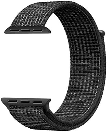 Langte Apple Watch Sport Loop band 42mm with Hook and Loop Fastener Adjustable Closure Wrist Strap Replacement Band for iwatch Apple Watch Series 3 /2 / 1,Black ( Mix White Line )