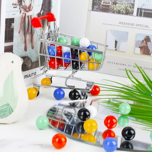 POPLAY 60PCS Glass Marbles Set, 5/8 inch Game Replacement Marbles Solid Color Game Balls Chinese Checkers for Aggravation Game Marble Run Marble Games