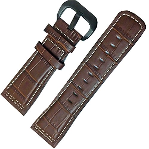 Buy Brown Leather Watch Strap Band Black Buckle Made for 28mm Watch
