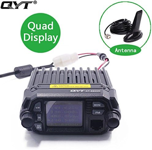 QYT KT-8900D 25W VHF UHF Dual Band Quad Band Display Large LCD Display Mobile Radio+USB Cable+Shark Fin Design Antenna