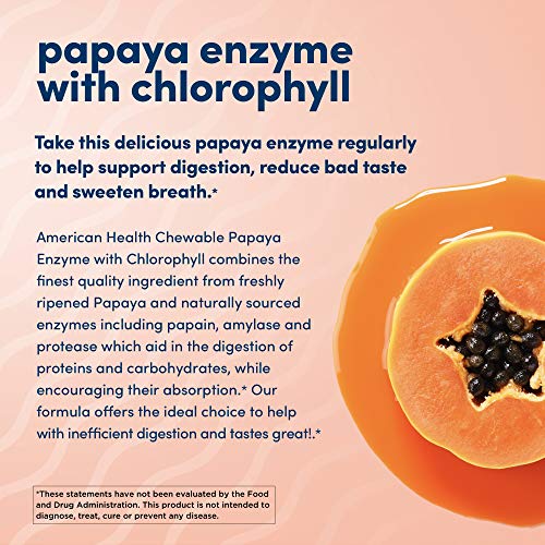 American Health Papaya Enzyme with Chlorophyll Chewable Tablets 600