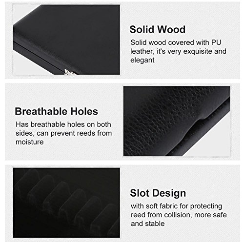 Oboe Case Storage, Wooden + PU Leather Cover Case Holder Storage Box for 10/12/20pcs Reeds Cover(For 12 reeds) - Thumbnail 4