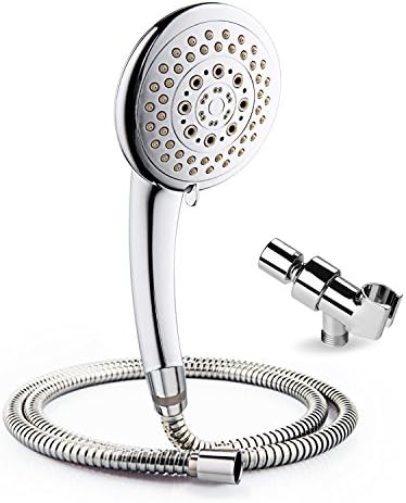 WOQI Handheld Shower Head 5.5 Inches Shower Heads 5 Settings Handheld Showerhead Combo Chrome Finish Surface Showerhead with 72" Hose and Bracket, Water Saver Bathroom Shower Spray Set