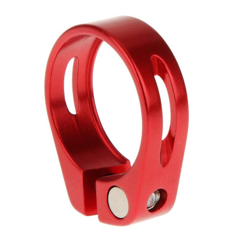 VOANZO 2 PCS MTB Bicycle Seat Tube Clamp 31.8 Aluminium Alloy Mountain Road Bike Seatpost Seat Post Clamp Tube Clip (Red)