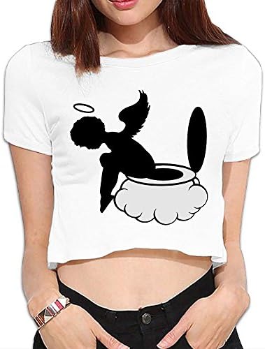Angel On Toilet Summer Crop Tops Street Tee Shirt Bare Midriff Sexy Shirts
