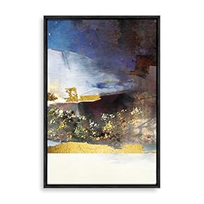 Framed Canvas Home Artwork Decoration Golden Abstract Art Canvas Wall Art for Living Room, Bedroom - 16x24 inches