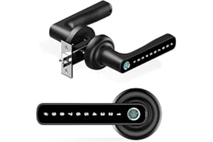 COOLOUS Fingerprint Millionhome Door Lock with App/Code/Backup Key/Fingerprint Door Knob Keyless Entry Door Lock with Handle for Home Hotel Office Apartment Bedroom Black