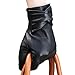 Warmen Women's Lambskin Leather Cold Weather Gloves with Crossing Bow (8, Black (Touchscreen Function/Wool Lining))