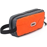 GOX Travel Small Toiletry Bag for Men Nylon Dopp Kit Medicine Bag Travel Organizer Pouch Shave Kits for Teens Toiletry Essentials Bathroom Compact (Orange, 7.9 * 3.7 * 2 Inches)