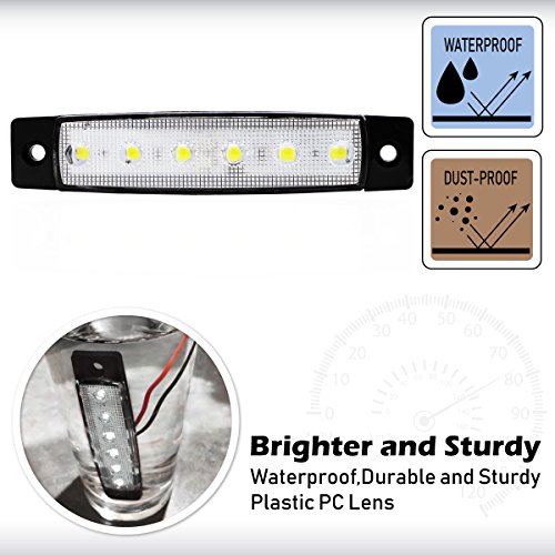 image for Meerkatt (Pack of 2) 3.8 Inch White 6 LED Side Marker Light Indicators