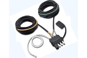 Walquicks 22FT 4 Pin 5 Wire Trailer Wiring Harness with PVC Protective Tube, 4 Way Flat Trailer Connector, Trailer Lights and