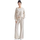 SUUKSESS Women Modal Fall 2 piece outfits Oversized Sweatshirt Wide Leg Pants