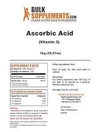 BulkSupplements Vitamina C (ácido ascórbico) en polvo, Polvo, 1