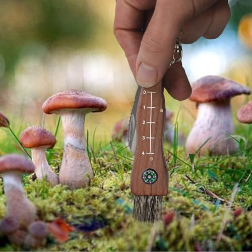 HUIKUANGEU Mushroom Knife, Mushroom Knife,Mushroom Hunting Bag,Mushroom Knife with Brush and Ruler,Folding Knife for Truffle for Collecting