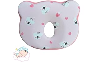 BOOMY LINS Memory Foam Baby Pillow, Convenient Cute Bear Shape Pillow, Comfortable and Soft, for Boys and Girls, Preventing Flat Head (Pink)
