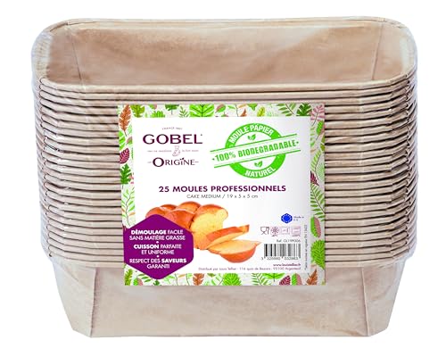 Gobel - Pack of 25 Loaf Tins - Paper Biodegradable - Medium - 19 x 5 x 5 cm - Made in France