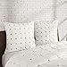 Ink+Ivy 3 Piece Elastic Embroidered Cotton Duvet Cover Set White Full/Queen