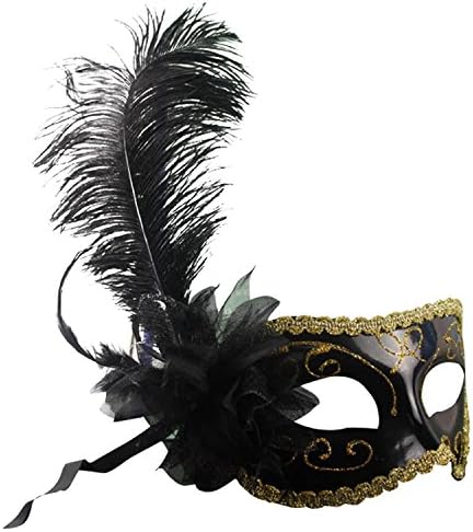 Clearbridal Sexy Sequins Venetian Feather Ball Masquerade Mask Halloween Party Masks MJ024BK