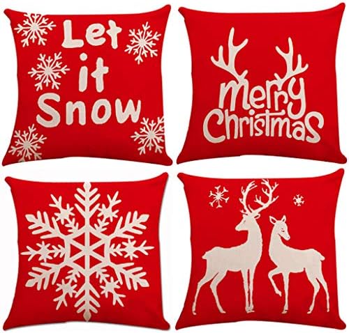 4-Pack Christmas Throw Pillowcase Decor Sofa Cushion Cover Car Tree 18"x18"