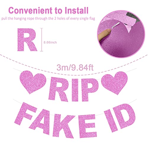 21st Birthday Decorations for Her Glitter Rip Fake ID Birthday Party Banner Hot Pink Finally 21 Birthday Party Supplies Funny Bday Banner Gifts for Girls Party Favors