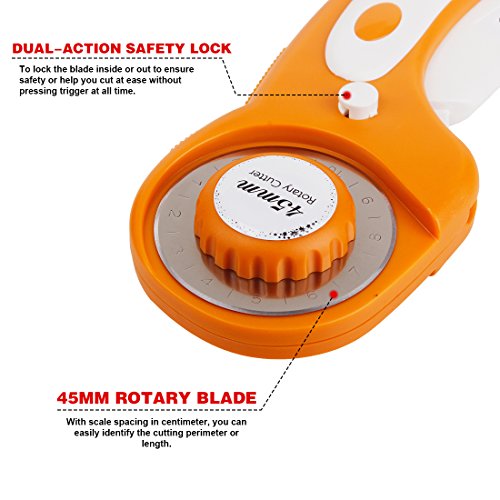 45mm Rotary Cutter, Genround Contour Rotary Cutter with 7 Replacement Rotary Cutter Blades |Leather Cutter Rolling Fabric Cutter Leather Rotary Cutter for Scrapbooking, Quilting, Sewing, Arts & Crafts - Thumbnail 4