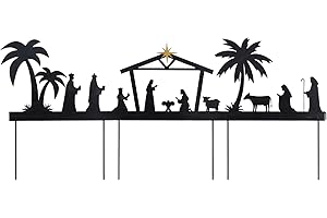 hogardeck Nativity Scene Outdoor, 48" 3 Pcs Metal Nativity Scene Decorative Garden Stakes for Outdoor Christmas Decorations, Holy Family Manger Scene Nativity Sets Yard Signs for Garden Lawn Patio
