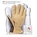 Winter Work Gloves Deerskin Leather Insulated Glove Thick Thermal Polar Fleece Warm for Driving Snow Working in Cold Weather for Women and Men (Brown, Large)