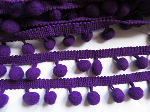 YCRAFT One Roll 18 Yards Ball Fringe 7/8" Wide Pom Pom Trim Ribbon Sewing-Purple