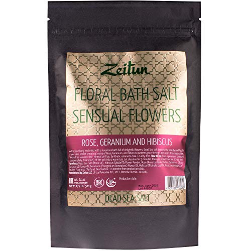 Zeitun Bath Salt – Dead Sea Salt – Natural Bath Salts for Men and Women – Organic Damascus Rose Bath Salt – Vegan & Cruelty Free 17.7 oz