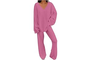 SRIPER 2 Piece Lounge Set Women Thin Fleece Pullover Wide Leg Long Pants Lounge Sets for Women