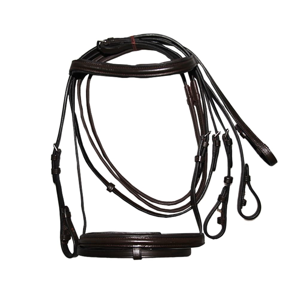 Padded Cavesson Bridle with Reins Brown - Extra Small