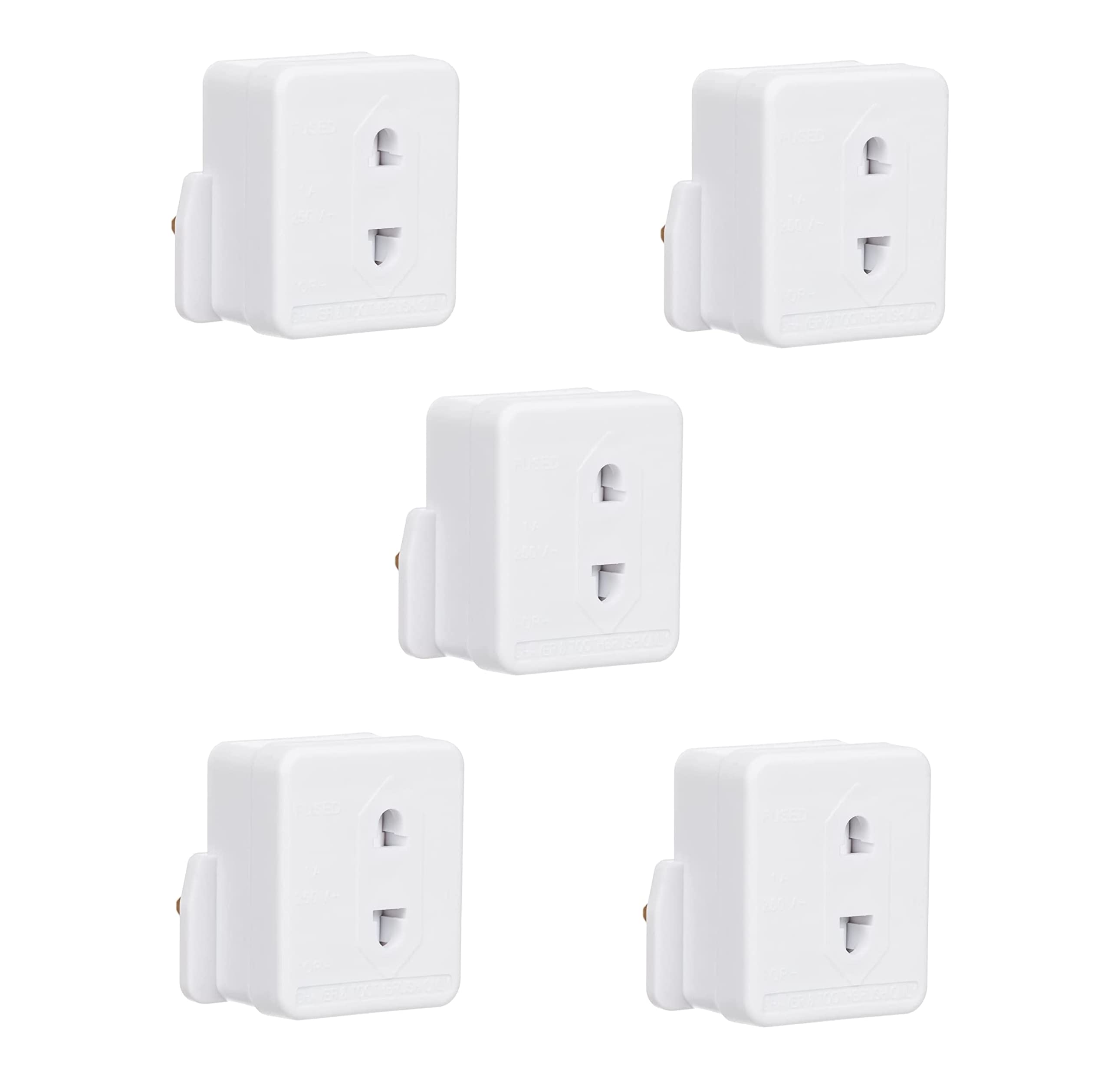 Invero® 5x Pack of Shaver Adaptor UK 3 Pin to 2 Pin Socket Plug Fuse ideal for Electric Toothbrush, Bathroom Shaving and more - White