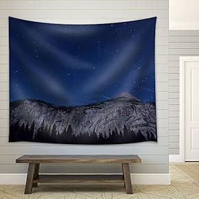 Starry Sky Over Mountain Peak - Fabric Wall Tapestry Home Decor - 51x60 inches