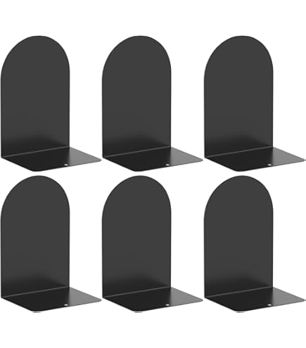 Aofmee Book Ends 3 Pairs, Modern Heavy Duty Metal Bookends For Shelves - View #2
