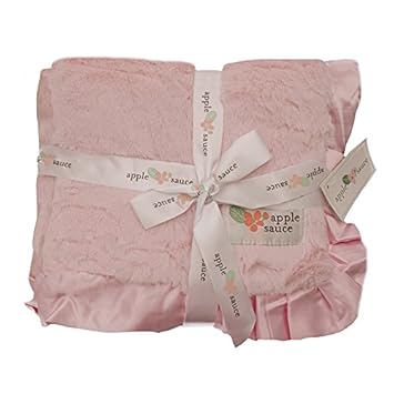 pink baby blanket with satin trim