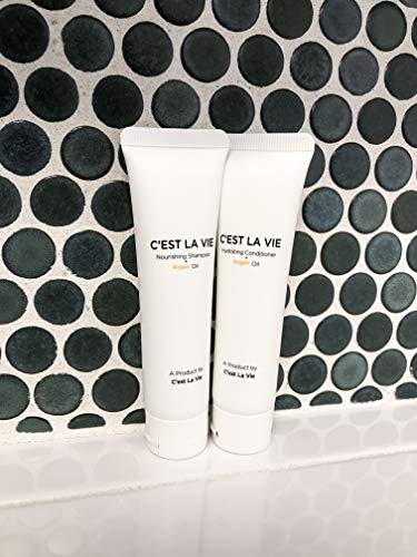 50 Bulk Pack - Hydrating Conditioner + Argan Oil By C'EST LA VIE - 40ml / 1.35 fl oz - Travel Guest & Hotel Amenities - Individual Tubes in Eco Responsible Packaging. Paraben & Cruelty Free (White)