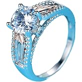 925 Sterling Silver Fashion Angel Wings CZ Stone Ring for Women Sterling Silver Princess Cut Cubic Zirconia Stackable Statement Ring Gift Fashion Angel Wings Jewelry-Making-Patterns 9
