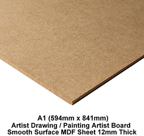 A1 MDF Wooden Drawing Board Painting Artist Smooth Surface Sketching Art MDF Sheets - 12mm Thick (594mm x 841mm)